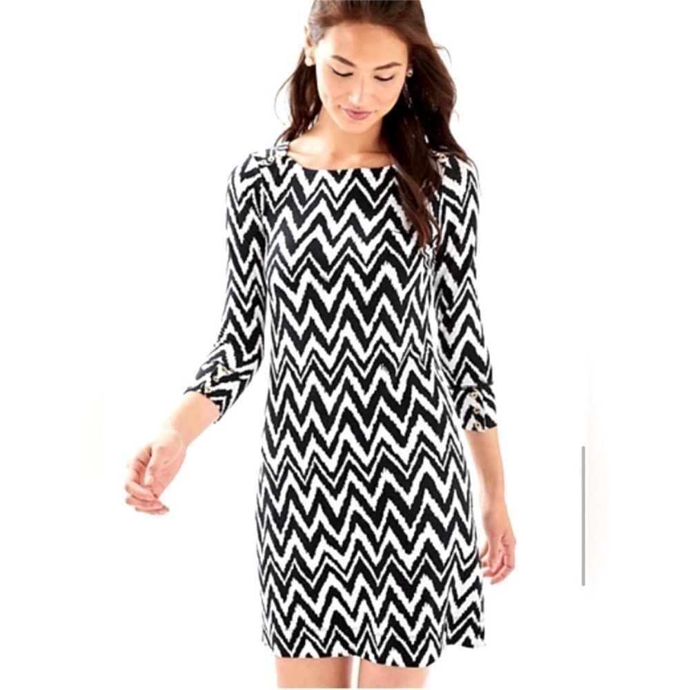 Lilly Pulitzer Sophie UPF 50 Onyx Get Your Chev On Solsafe Tunic Dress XXS